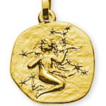 Runder Anhänger Sternzeichen Jungfrau Gelbgold 750
