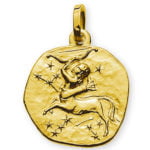 Pendente tondo segno zodiacale Sagittario oro giallo 750