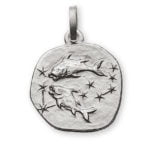 Pendentif signe du zodiaque Poissons or blanc 750