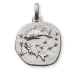 Pendentif signe du zodiaque Poissons or blanc 750