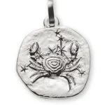 Pendentif signe du zodiaque Cancer or blanc 750