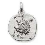 Pendentif signe du zodiaque Lion or blanc 750