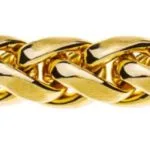 Collier Zopf yellow gold 750, 7.0mm, handmade, semi-solid, polished / matt, 45cm