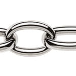 Collana ancora ovale in oro bianco 750 fatta a mano 45cm