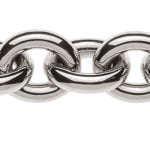 Collana ancora ovale in oro bianco 750 fatta a mano 45cm