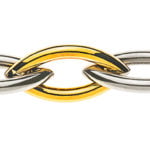 Navette ronde fil bicolore (or jaune/blanc) 750, semi-massif env. 7x15mm 45cm