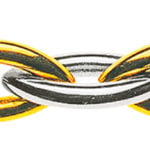 Collier Navette Bicolor (or jaune/blanc) 750 fait main 45cm