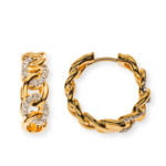 Panzerkreolen Ohrringe mit Scharnier Gelbgold 750, 38 Diamanten 0,14 ct.