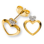 Ohrhänger "Zwei Herzen" Gelbgold 750, mit 12 Brillanten H SI 0,04ct.