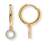 Boucles d'oreilles créoles charnières "Cercle" en or jaune 750 avec 24 diamants taille brillant H SI 0,07ct.