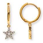 Cerniera creoli "Star" in oro giallo 750, con 12 diamanti taglio brillante H SI 0.09ct.