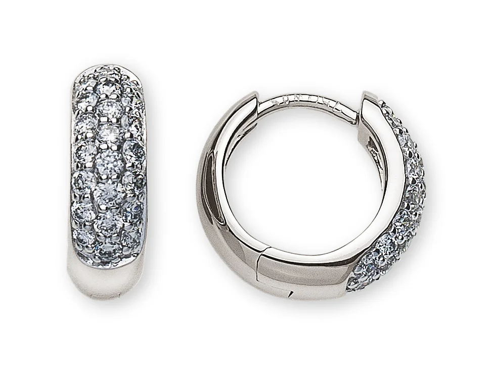 OBR2009 750 white gold creoles with 22 diamonds each H SI total 0.48ct - immagine 1