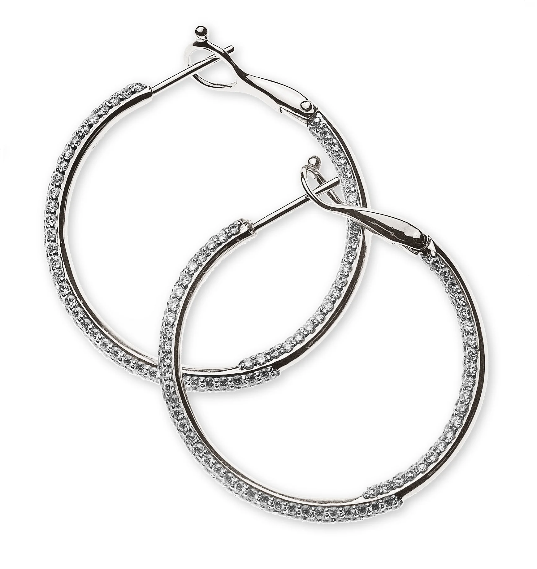 Beautiful Earrings with 750 white gold creoles & diamonds total of 2.01ct. – Image 1