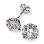 Earrings white gold 750 with 8 marquise diamonds G VS 0.76ct. and