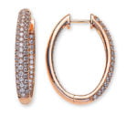 750 creoli in oro rosso con 160 diamanti H SI totali 1,33 ct.