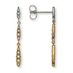 Orecchini tricolore (oro giallo/rosso/bianco) 750 con 24 diamanti taglio brillante H SI 0,14ct.