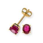 Earrings yellow gold 750 with 2 rubies, total 0.91ct