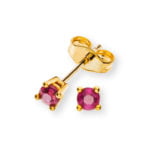 Orecchini 4 manici in oro giallo 750 con 2 rubini 0.44ct.