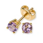 Ohrringe Gelbgold 750 mit 2 Amethysten 4-Griff