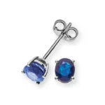 Boucles d'oreilles or blanc 750 avec 2 saphirs total 0.94ct