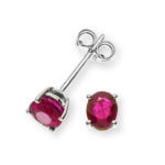 Earrings white gold 750 with 2 rubies, total 0.96ct