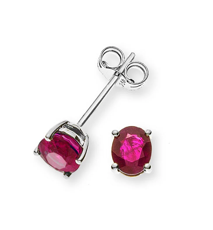 OFA2043 Earrings white gold 750 with 2 rubies, total 0.96ct – Image 1
