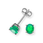Earrings white gold 750 with 2 emeralds total 0.56ct