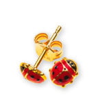 Earrings ladybug small yellow gold 750