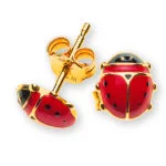 Orecchini a bottone coccinella oro giallo 750