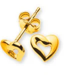 Orecchini a bottone cuore oro giallo 750
