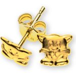 Orecchini a bottone gatti oro giallo 750