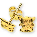 Orecchini a bottone gatti oro giallo 750