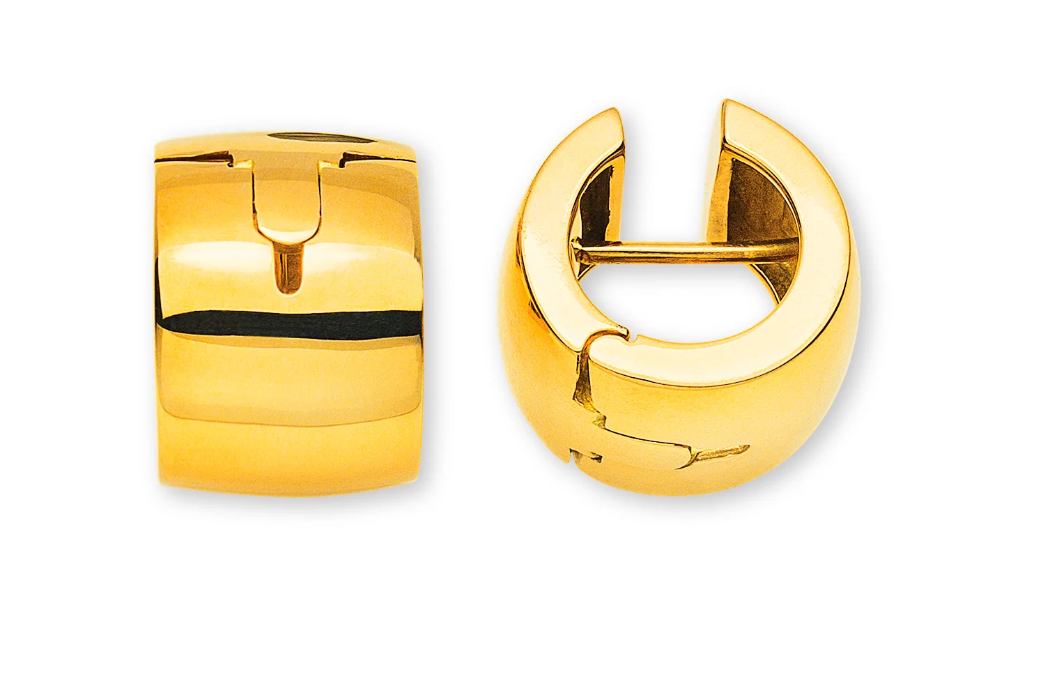 750 yellow gold hoop earrings, handcrafted - immagine 1