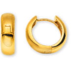 Polished / satined 750 yellow gold creoles with hinge