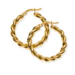 Creolen aus 750er Gelbgold, Kordel, poliert, D: 28 mm, B: 3,5 mm