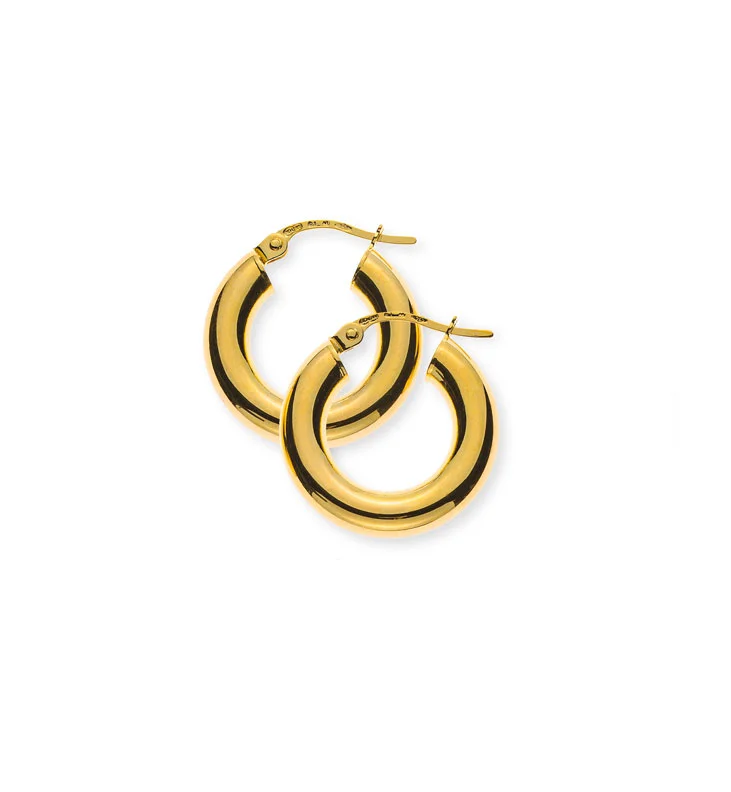 OGO1165 Simple Earrings 750 yellow gold creoles, round wire – Image 1