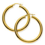 Créoles en or jaune 750, fil rond D : 38 mm L : 4 mm