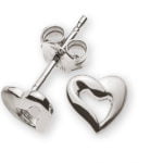 Orecchini a bottone cuore oro bianco 750