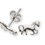 Boucles d'oreilles clous cheval or blanc 750