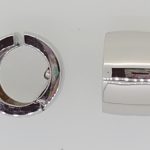 Hoop earrings clip white gold 750, flat, wide, handcraft