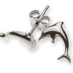 Boucles d'oreilles dauphins or blanc 750