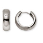 Polished / satined 750 white gold creoles with hinge