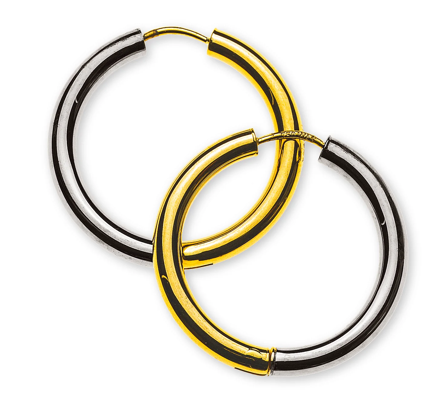 Bicolour creoles (yellow / white gold 750) - Image 1