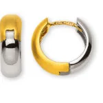 Bicolour creoles (yellow / white gold) 750, WG polished / GG satined