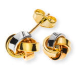 Orecchini tricolore (giallo/bianco/oro rosa) 750, bottone ca. 9 mm