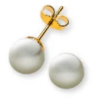 Boucles d'oreilles en or jaune 750 perle, perle SWZ ronde, blanche, env. 8,0-8,5 mm