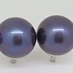 Perlenohrringe Weißgold 750, 8,8mm mit Schwarz