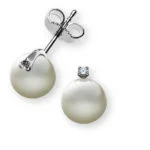 Pearl earrings white gold 750, with white pearls 7mm and