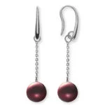 Boucles d'oreilles perle or blanc 750, perle Akoya environ 8.5mm de couleur noire