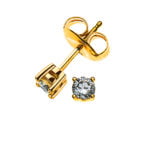 Solitaire ear studs 4-handle setting yellow gold 750 0.10ct.